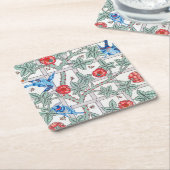 Roos en kleine vogel, William Morris Kartonnen Onderzetters (Schuin)