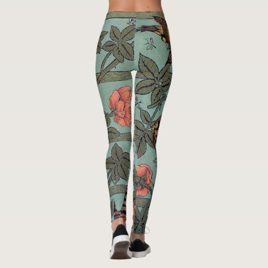 Roos en kleine vogel, William Morris Leggings (Achterkant)