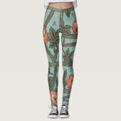 Roos en kleine vogel, William Morris Leggings (Voorkant)