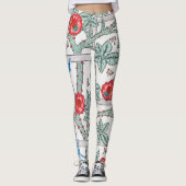 Roos en kleine vogel, William Morris Leggings (Voorkant)