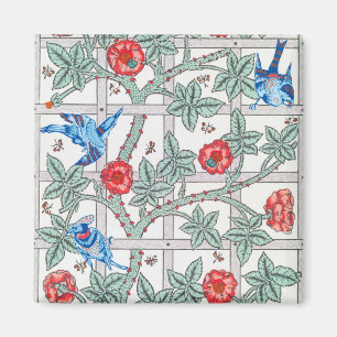 Roos en kleine vogel, William Morris Magneet