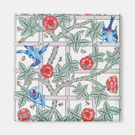 Roos en kleine vogel, William Morris Magneet (Voorkant)