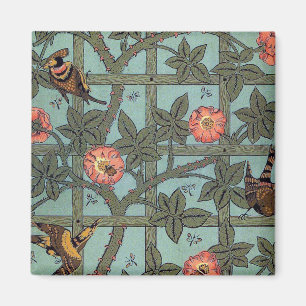 Roos en kleine vogel, William Morris Magneet