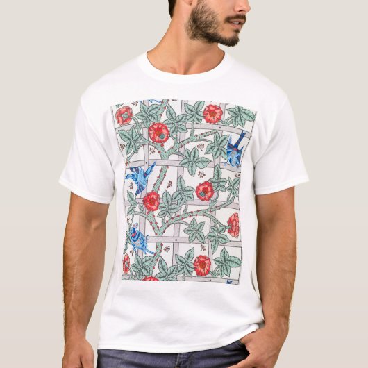 Roos en kleine vogel, William Morris T-shirt (Voorkant)