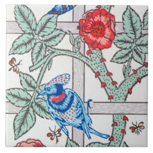 Roos en kleine vogel, William Morris Tegeltje