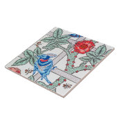 Roos en kleine vogel, William Morris Tegeltje (Zijkant)