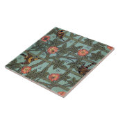 Roos en kleine vogel, William Morris Tegeltje (Zijkant)