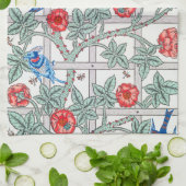 Roos en kleine vogel, William Morris Theedoek (Gevouwen)