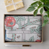 Roos en kleine vogel, William Morris Tissuepapier (Geschenk)