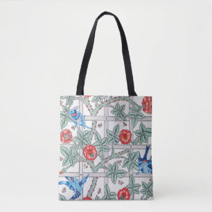 Roos en kleine vogel, William Morris Tote Bag