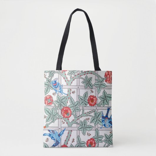Roos en kleine vogel, William Morris Tote Bag (Voorkant)