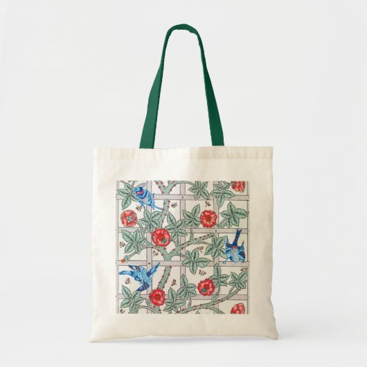 Roos en kleine vogel, William Morris Tote Bag (Voorkant)