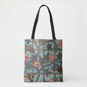 Roos en kleine vogel, William Morris Tote Bag