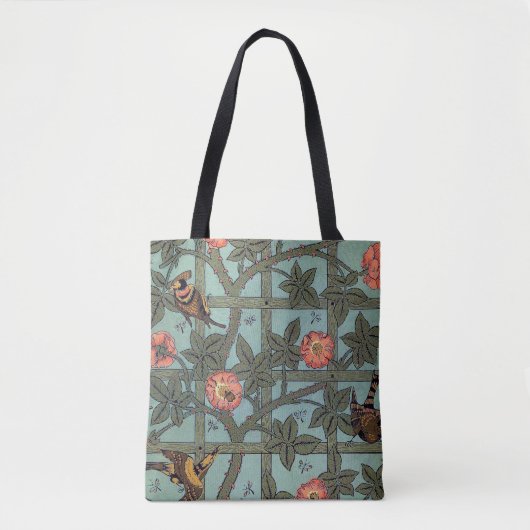 Roos en kleine vogel, William Morris Tote Bag (Voorkant)