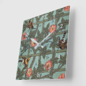 Roos en kleine vogel, William Morris Vierkante Klok (Hoek)