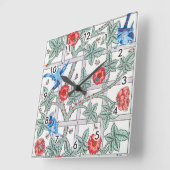 Roos en kleine vogel, William Morris Vierkante Klok (Hoek)