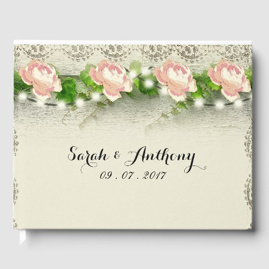  Roos en Lace Wedding Guest Book Gastenboek (Voorkant)