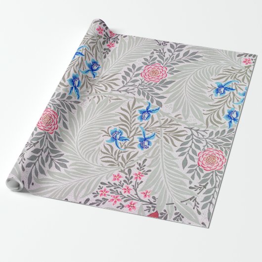 Roos en Larkspur, William Morris Cadeaupapier (Uitgerold)