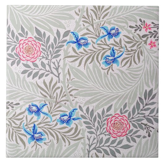Roos en Larkspur, William Morris Tegeltje (Voorkant)