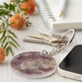 Roos en Lavender Brown Marble Sleutelhanger (Voorkant Rechts)