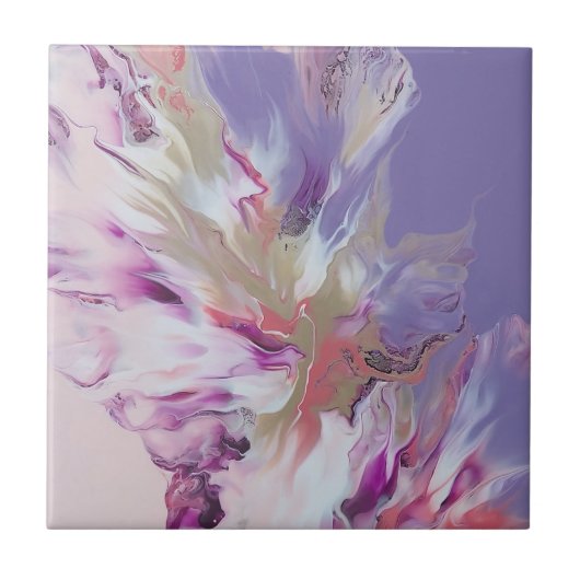 Roos en lavender Burst Abstract Tegeltje (Voorkant)