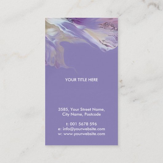 Roos en lavender Burst Abstract Visitekaartje (Achterkant)