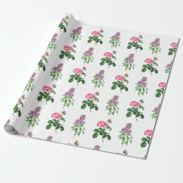Roos en Lila botanische afdruk Cadeaupapier