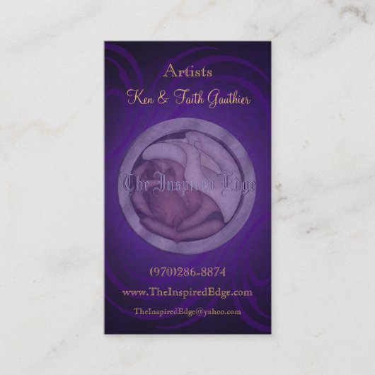 Roos en Lily Paarse Visitekaartjes (Voorkant)