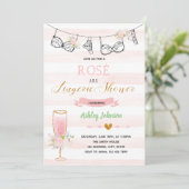 Roos en lingerie feestuitnodiging kaart (Staand voorkant)