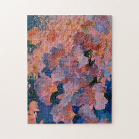Roos en messing bloem impressionistische olieverfs legpuzzel (Verticaal)