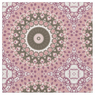 Roos en Mocha Mandala Patroon Bloemrijke Geometrie Stof