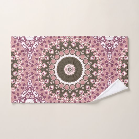Roos en Mocha Mandala Patroon Floral Geometrie Bad Handdoek (Handdoek)