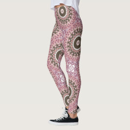 Roos en Mocha Mandala Patroon Floral Geometrie Leggings