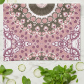 Roos en Mocha Mandala Patroon Floral Geometrie Theedoek (Gevouwen)