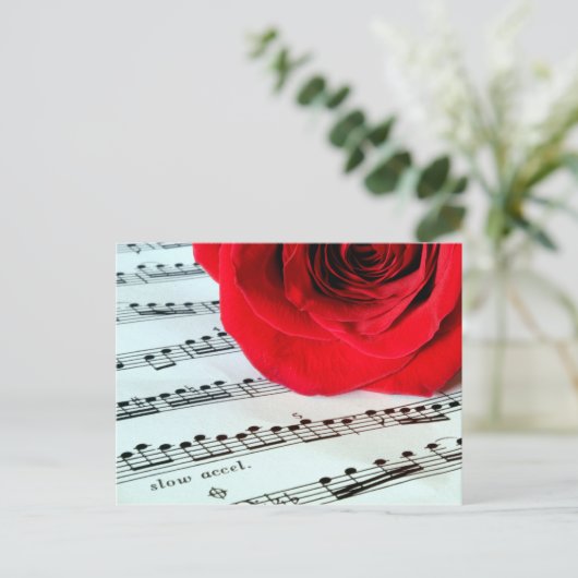 Roos en muziek - Muziekoverloop Briefkaart (Staand voorkant)