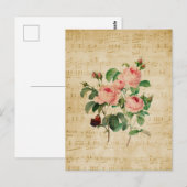 Roos en muziekblad Briefkaart (Voorkant / Achterkant)