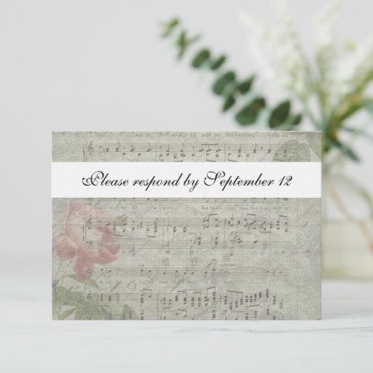  Roos- en muziekprogramma met envelop RSVP Kaartje (Staand voorkant)