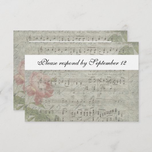  Roos- en muziekprogramma met envelop RSVP Kaartje (Voorkant / Achterkant)