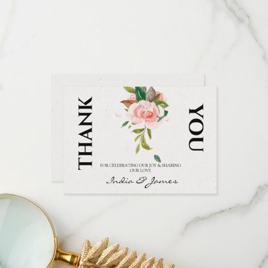  Roos en naaldhout Bedankkaart (Voorkant / Achterkant in situ)