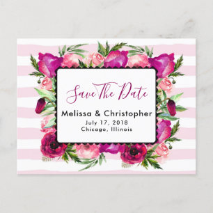 Roos en oppy Floral Bouquet Wedding Save the Date Aankondigingskaart