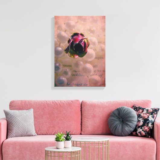 Roos en parels canvas afdruk (Insitu (Woonkamer))