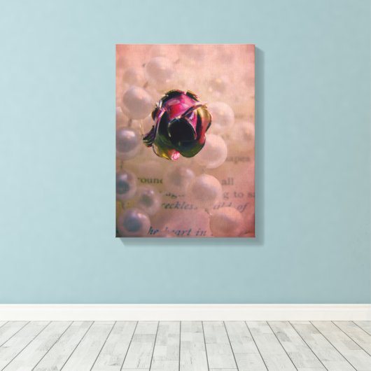 Roos en parels canvas afdruk (Insitu (Houten vloer))