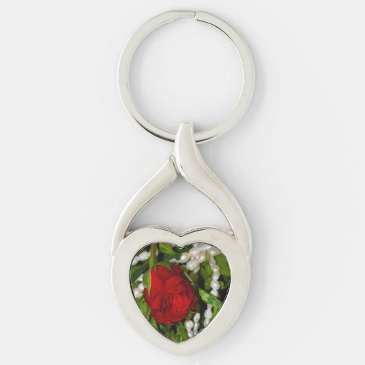 Roos en parels sleutelhanger (Voorkant)