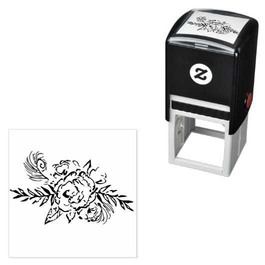 Roos en pauw zelfinktende stempel (In situ)