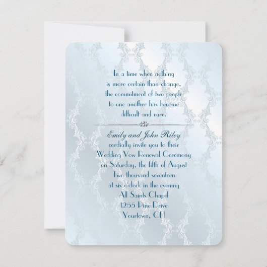 Roos en Pearl Bouquet Vow Renewal Kaart (Achterkant)