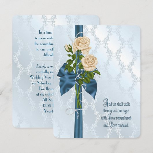 Roos en Pearl Bouquet Vow Renewal Kaart (Voorkant / Achterkant)