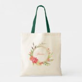 Roos en Peony Flower Wreath Tote Bag (Achterkant)