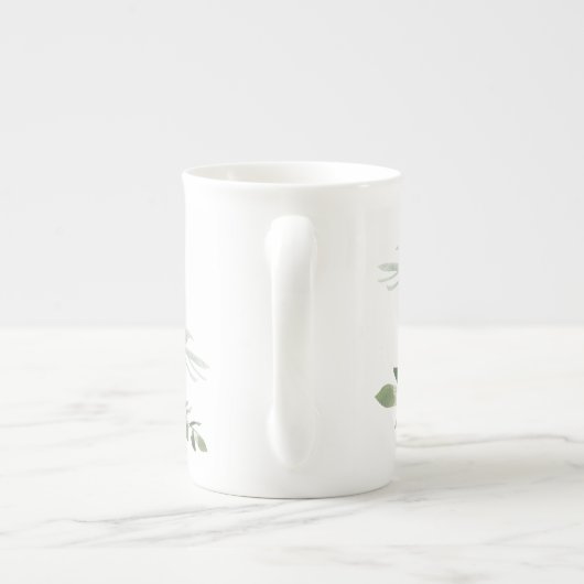 Roos en Peony Waterverf Bone China Mok (Achterkant)