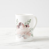 Roos en Peony Waterverf Bone China Mok (Voorkant rechts)