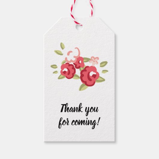  Roos en Polka-stippen donkerblauw Cadeaulabel (Voorkant)